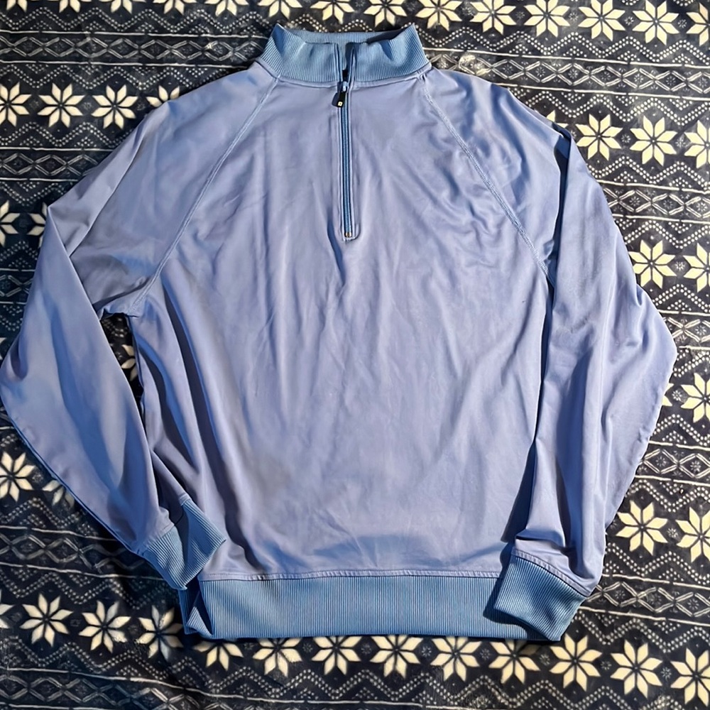 Footjoy Quarter Zip Mens Blue Mock Neck Golf Pullover Long Sleeve